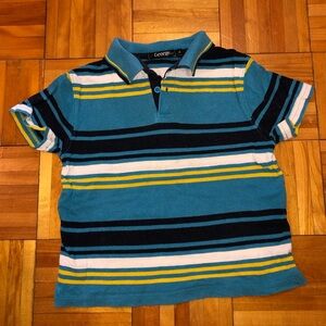 George Blue and Yellow Striped Polo Shirt Casual Style